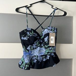 Albion Floral Bikini Top - peplum style